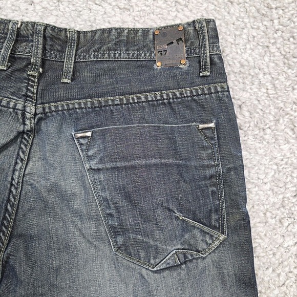 Projek Raw Jeans Mens 34x33 Blue Straight Dark Wash Whiskers Biker Punk - Picture 9 of 15